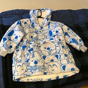 Blue and White Koala Kids Print Hoodie Blanket